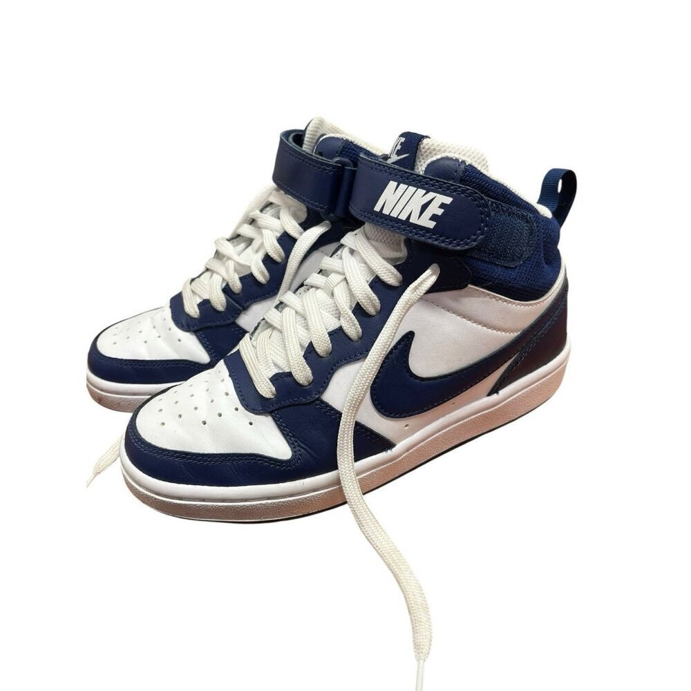 Nike Big Kids' Court Borough Mid 2 Casual Sneakers Size 4Y Blue/White